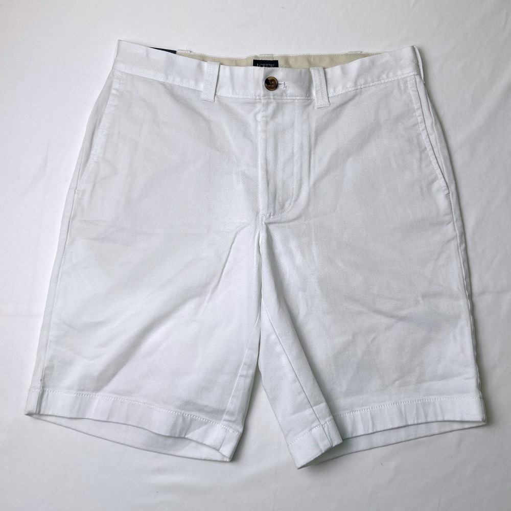 J.Crew Mens 9 Inch Stretch Chino Shorts Size 30 White Summer Preppy Coastal NEW